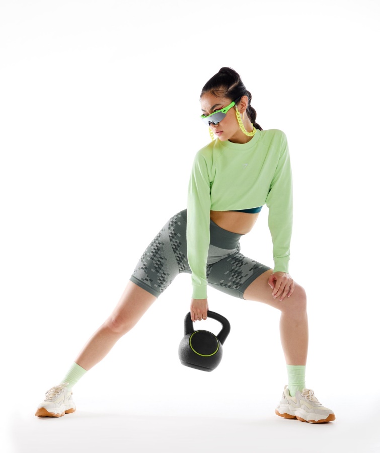 Gymshark Wtflex Cyborg Sømløse Cykelshorts Koksgrå-sort-lysgrå