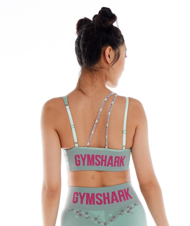 Gymshark Wtflex Cyborg Sømløs Sports-bh Maya Blå-hibiscus Pink-turbo Blå