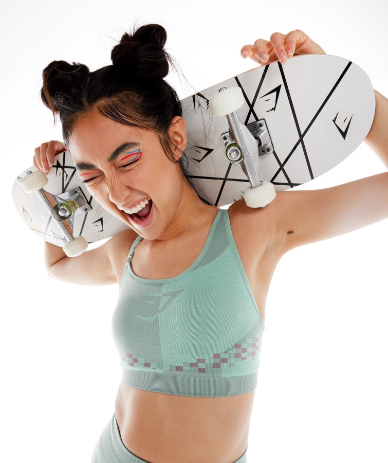 Gymshark Wtflex Cyborg Sømløs Sports-bh Maya Blå-hibiscus Pink-turbo Blå