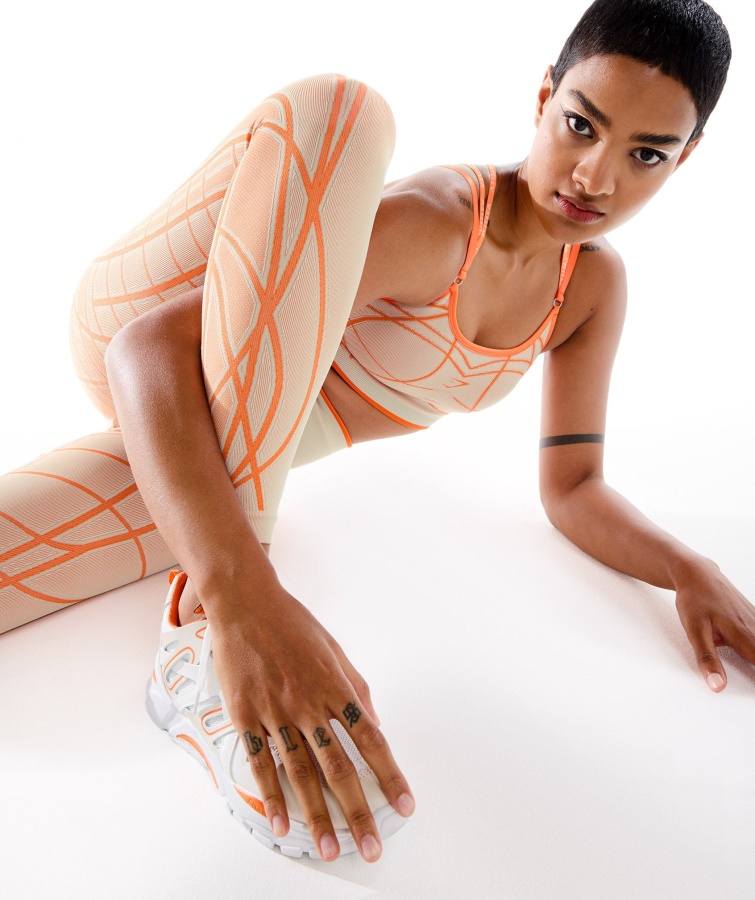 Gymshark Wtflex Lineære Sømløse Leggings Pebble Grå-orange-kokos Hvid