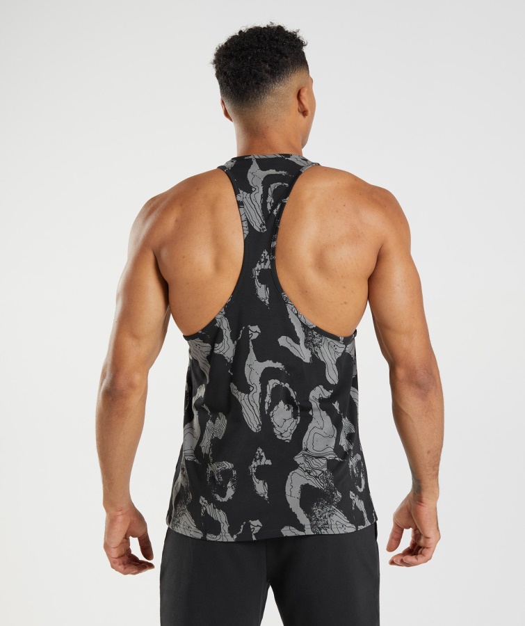 Kort Print Stringer Sort Print Gymshark