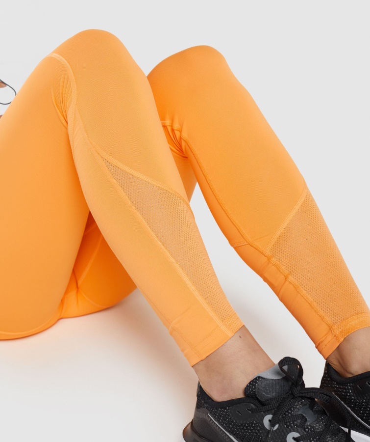 Pulse Mesh Leggings Abrikos Orange Gymshark