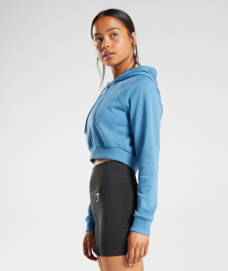 Træning Cropped Hættetrøje Kyst Blå Gymshark