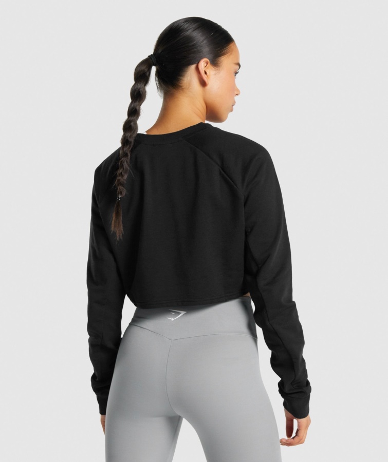 Træning Cropped Sweater Sort Gymshark