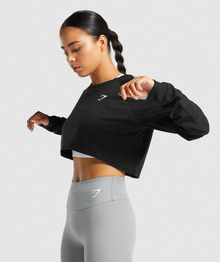Træning Cropped Sweater Sort Gymshark