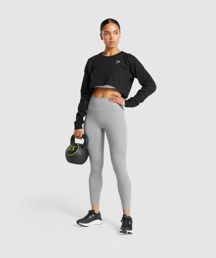 Træning Cropped Sweater Sort Gymshark