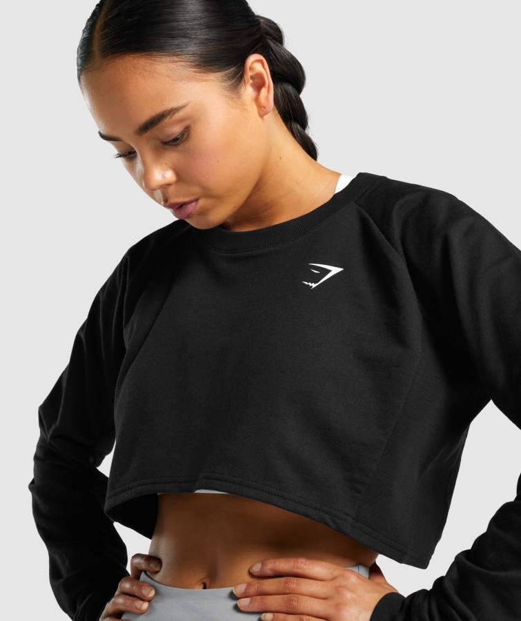 Træning Cropped Sweater Sort Gymshark