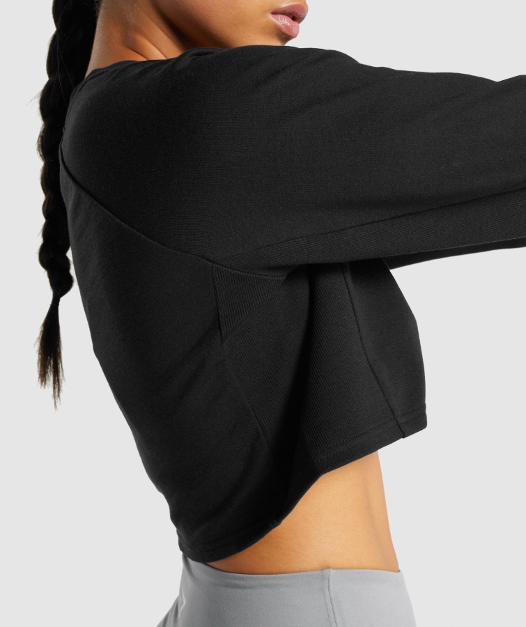Træning Cropped Sweater Sort Gymshark