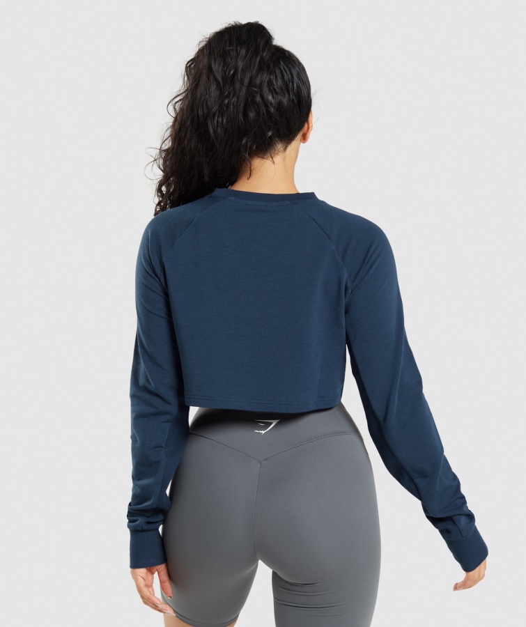 Træning Cropped Sweater Marineblå Gymshark