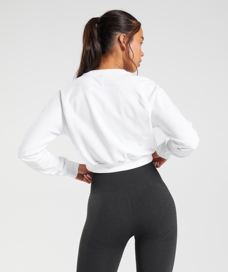 Træning Cropped Sweater Hvid Gymshark