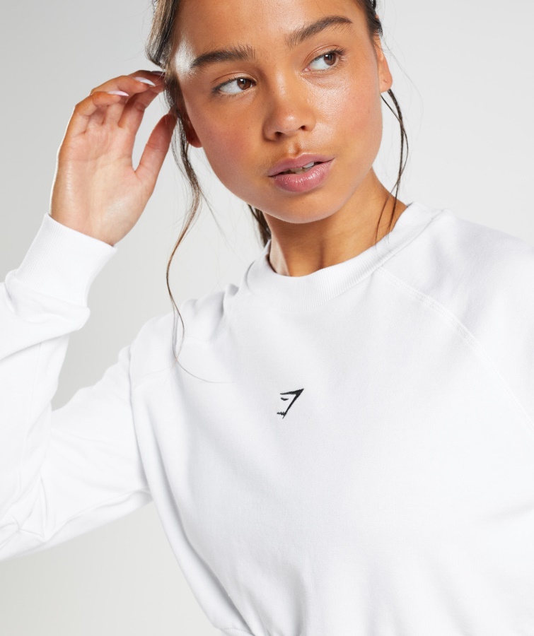 Træning Cropped Sweater Hvid Gymshark