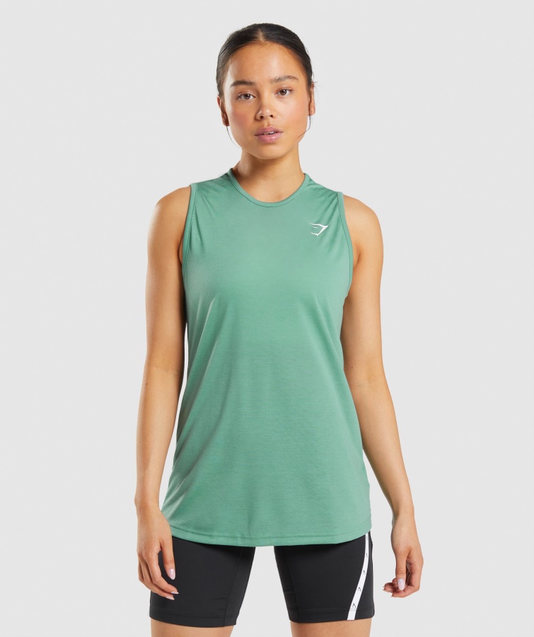 Træning Drop Arm Tank Alpine Green Gymshark