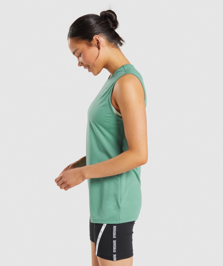 Træning Drop Arm Tank Alpine Green Gymshark