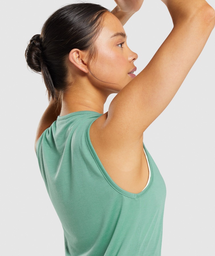 Træning Drop Arm Tank Alpine Green Gymshark