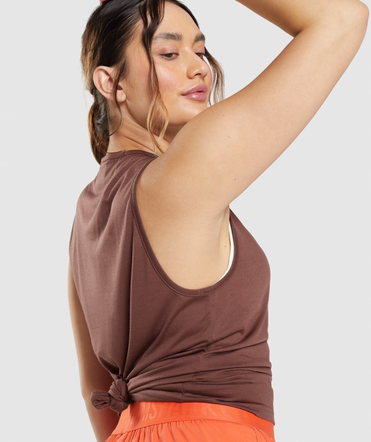 Træning Drop Arm Tank Kirsebærbrun Gymshark