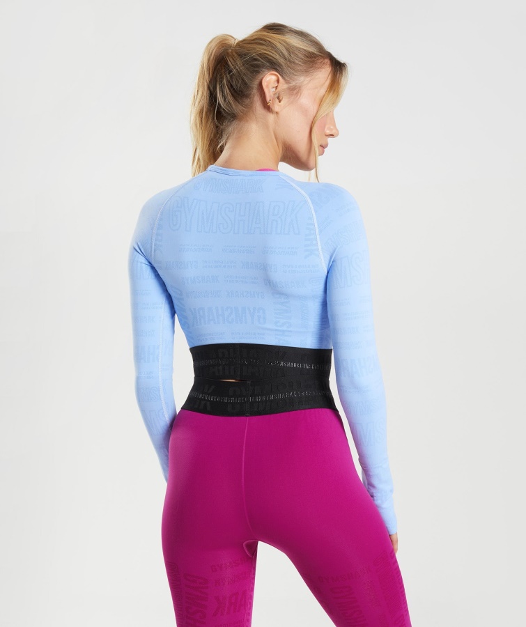 Vision Langærmet Crop Top Moonstone Blue Gymshark