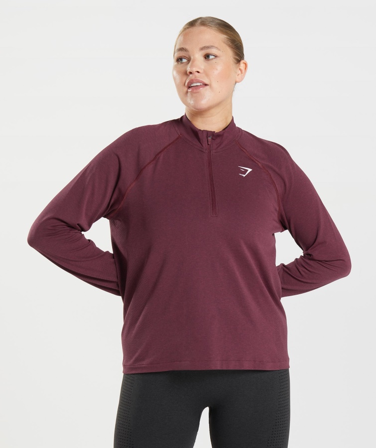 Vital Seamless 2.0 1-2 Zip Pullover Bagt Rødbrun Mergel Gymshark