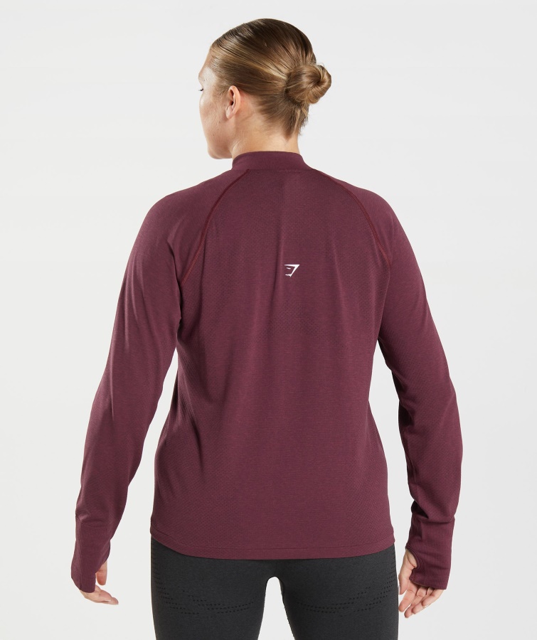 Vital Seamless 2.0 1-2 Zip Pullover Bagt Rødbrun Mergel Gymshark