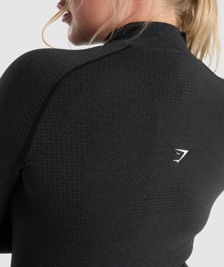 Vital Seamless 2.0 1-2 Zip Pullover Black Merg Gymshark