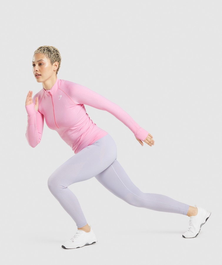 Vital Seamless 2.0 1-2 Zip Pullover Sorbet Pink Merg Gymshark