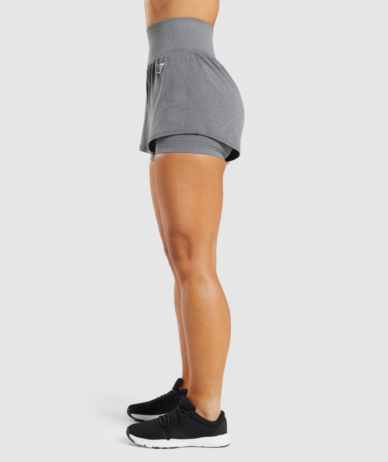 Vital Sømløse 2.0 2-i-1 Shorts Smokey Grey Marl Gymshark