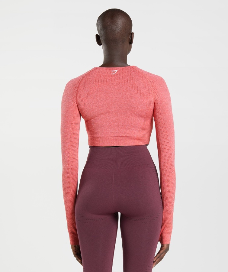 Vital Seamless 2.0 Crop Top Chili Red Marl Gymshark