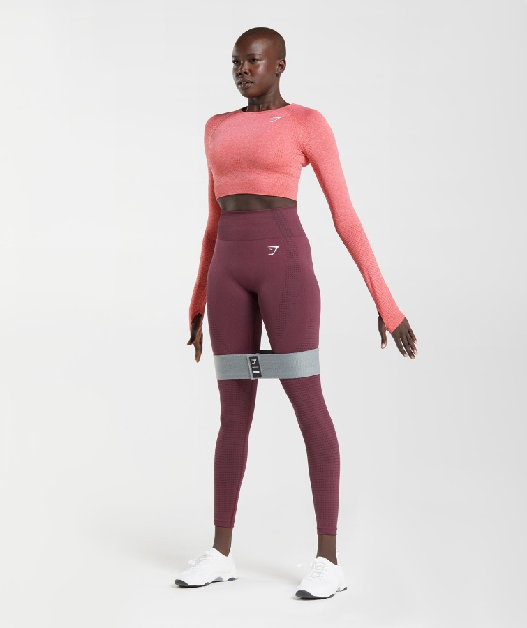 Vital Seamless 2.0 Crop Top Chili Red Marl Gymshark