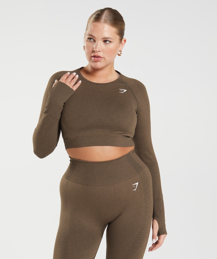 Vital Seamless 2.0 Crop Top Espresso Marl Gymshark