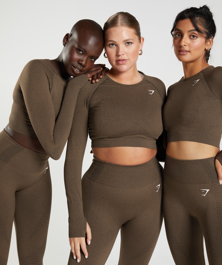 Vital Seamless 2.0 Crop Top Espresso Marl Gymshark