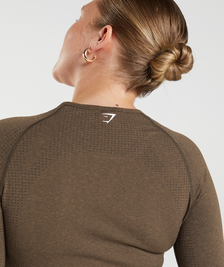 Vital Seamless 2.0 Crop Top Espresso Marl Gymshark