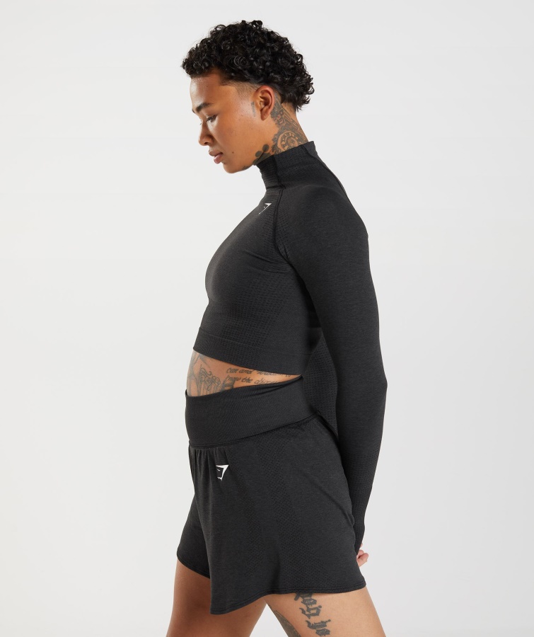 Vital Sømløs 2.0 High Neck Midi Top Black Merg Gymshark