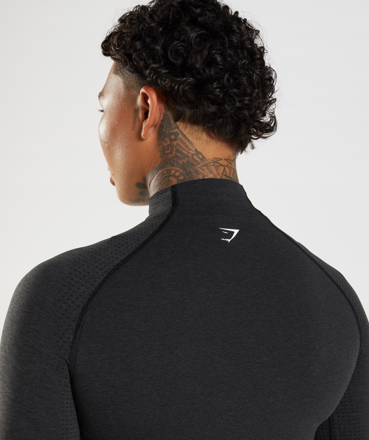 Vital Sømløs 2.0 High Neck Midi Top Black Merg Gymshark