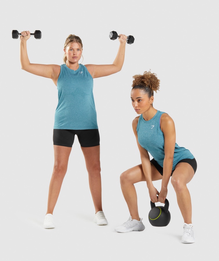 Vital Seamless 2.0 Light Tank Tahoe Teal Marl Gymshark