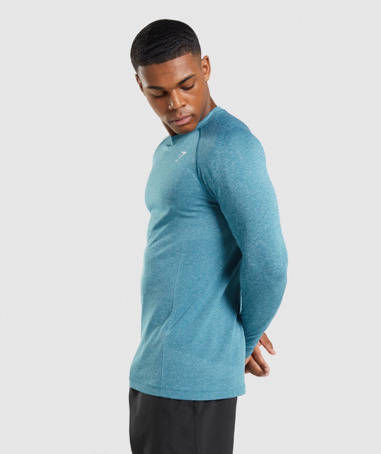 Vital Sømløs Let Langærmet T-shirt Tahoe Teal Marl Gymshark