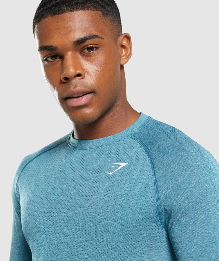 Vital Sømløs Let Langærmet T-shirt Tahoe Teal Marl Gymshark