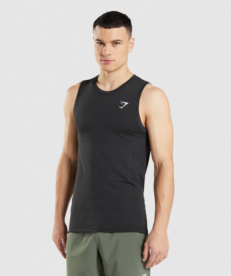 Vital Sømløs Lys Tank Sort Mergel Gymshark