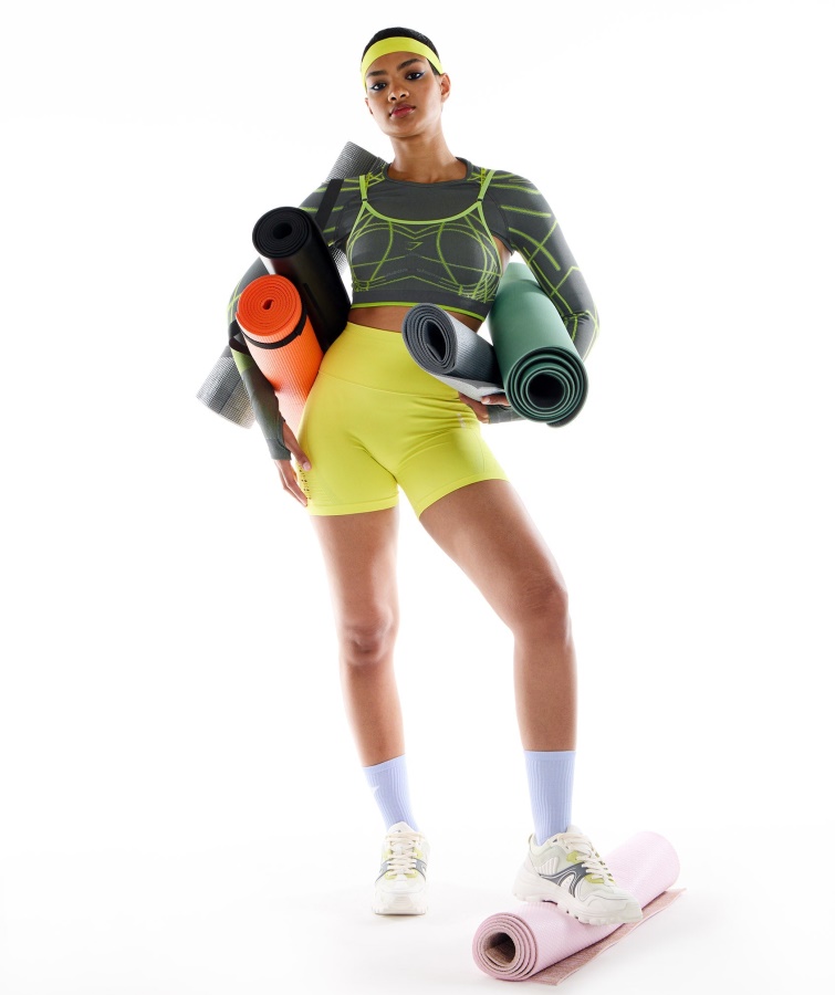 Wtflex Lineær Sømløs Sports-bh Koksgrå-fluo Grøn-lysgrå Gymshark